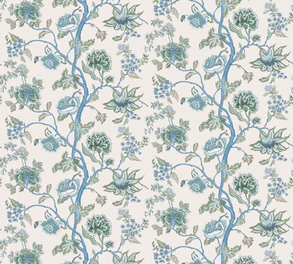Indienne Mural Cornflower/Pine